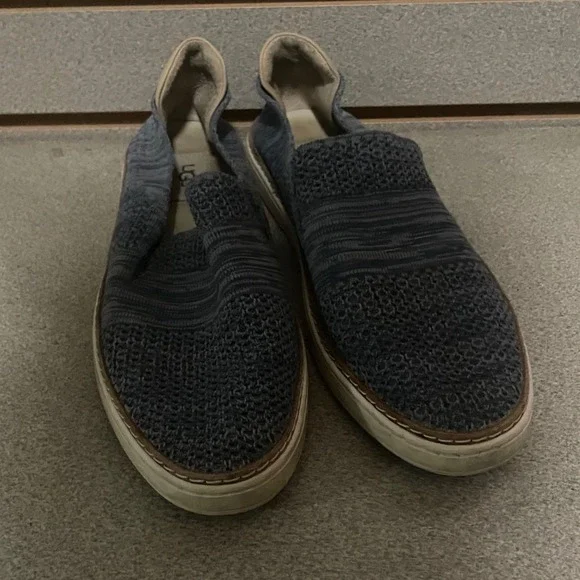 UGG Sammy Chevron Knit Slip On Sneakers Blue Marl Low Top Flats Womens 11 - Picture 2 of 4